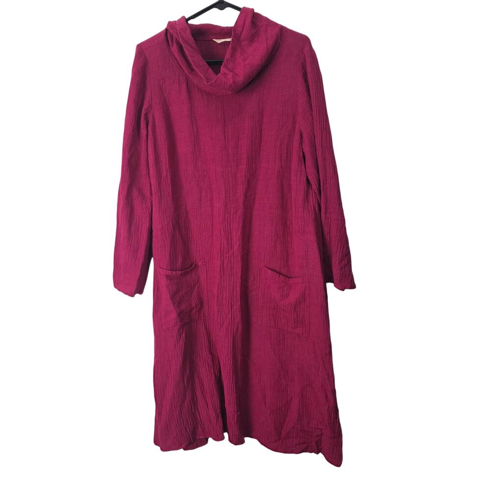 Soft Surroundings Crepe Cowl Neck Dress LP Womens Burgundy Lagen Look Roll Tab